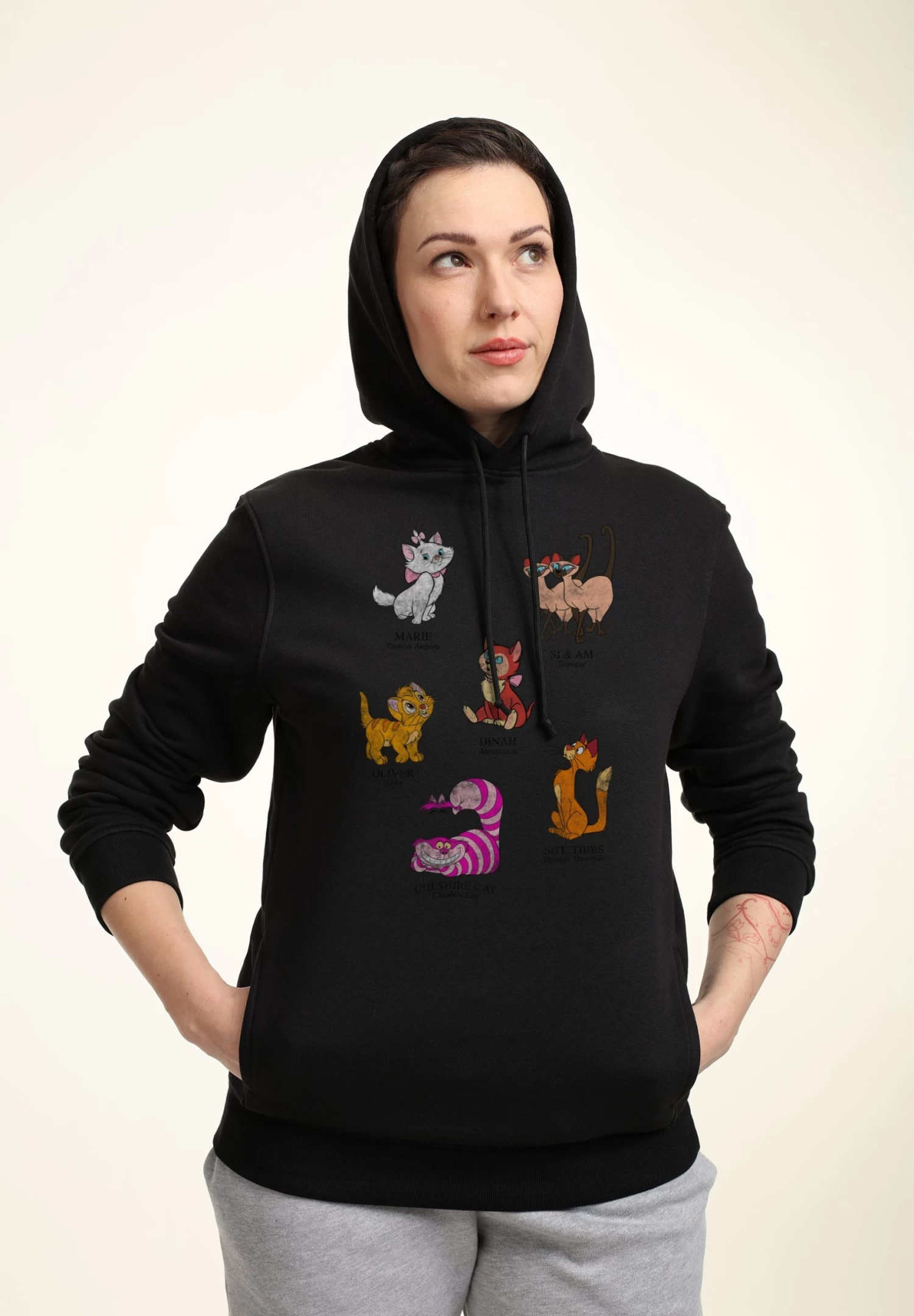 Disney Mickey Friends Cat Breeds - Hoodie - Black 3 Disney Mickey Friends Cat Breeds - Hoodie - Black