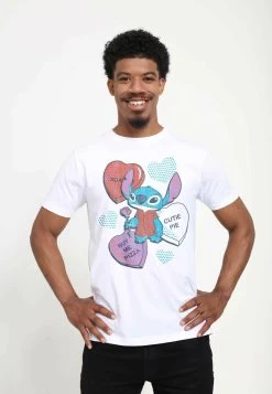 Disney Lilo & Stitch Heart Pizza Unisex - T-Shirt Print - White