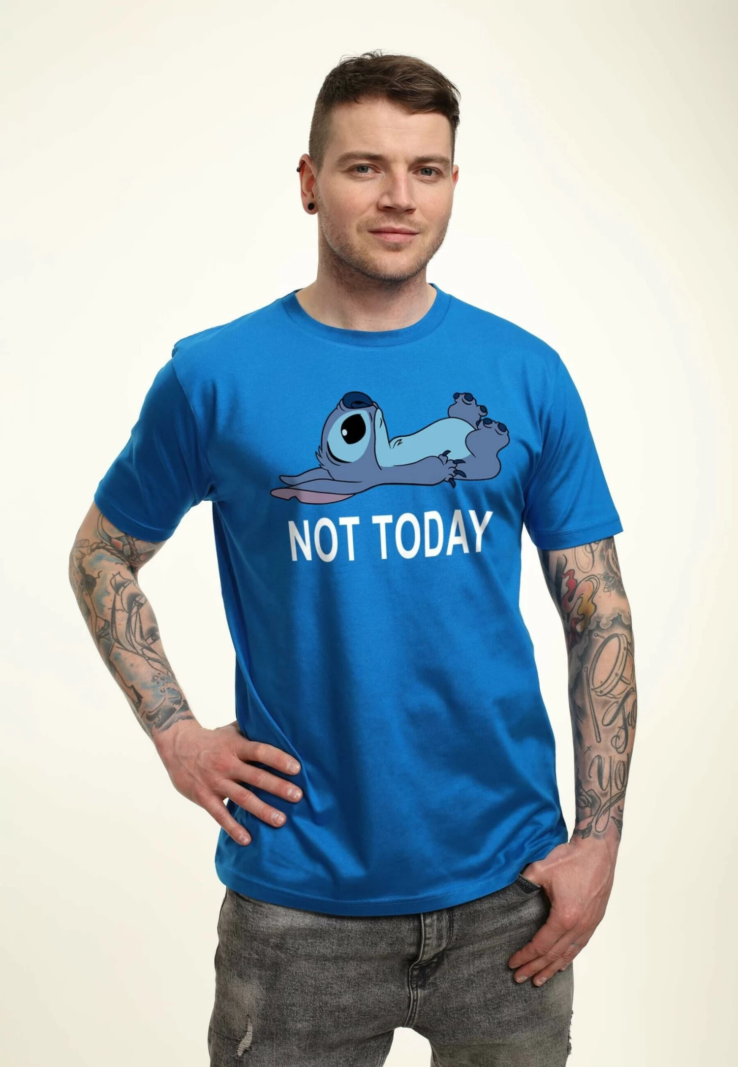 Disney Lilo & Stitch Not Today Unisex - T-Shirt Print - Bright Blue 5 Disney Lilo & Stitch Not Today Unisex - T-Shirt Print - Bright Blue - Afbeelding 3