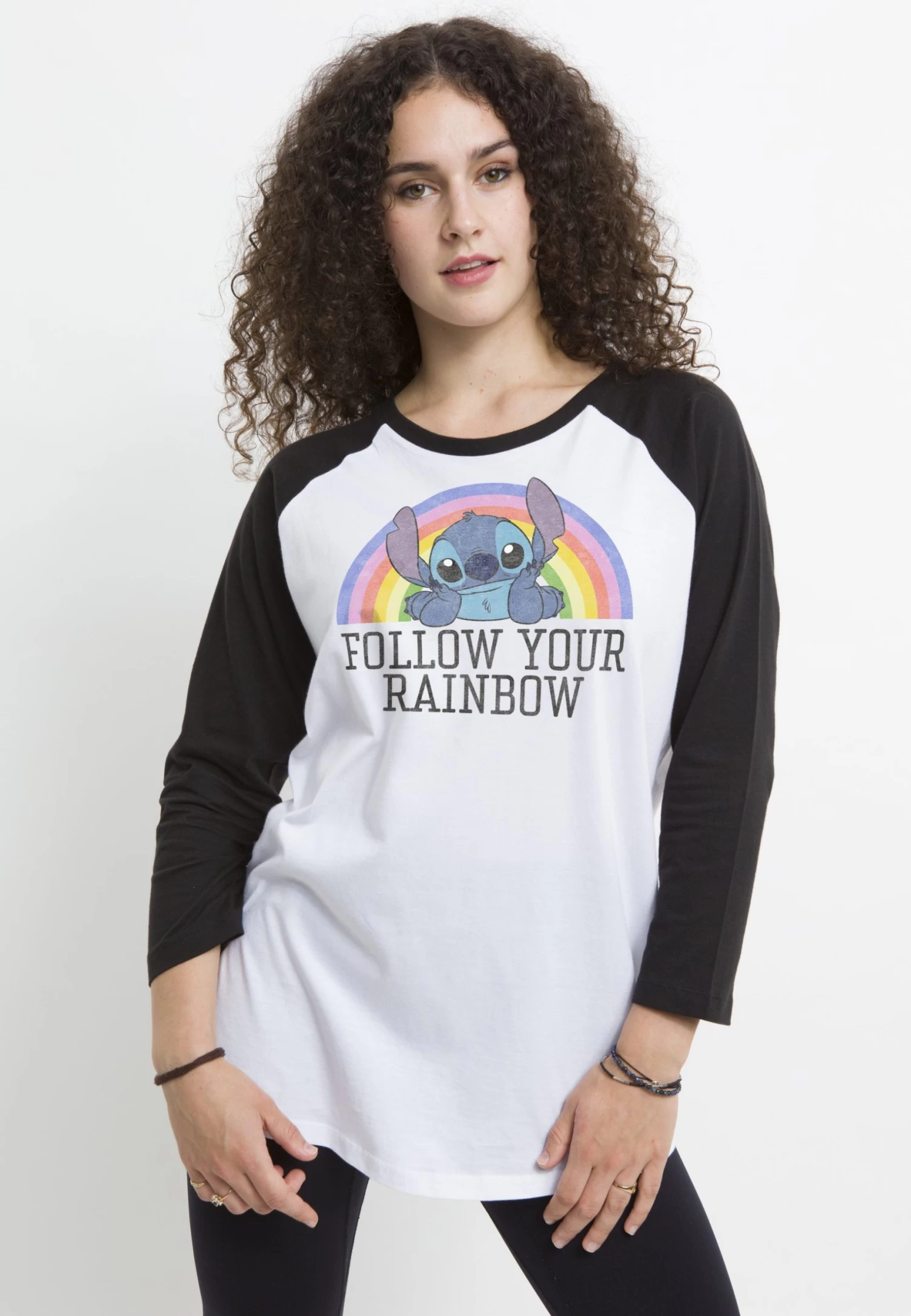 Disney LiloStitch Rainbow - Longsleeve - White Black 3 Disney LiloStitch Rainbow - Longsleeve - White Black