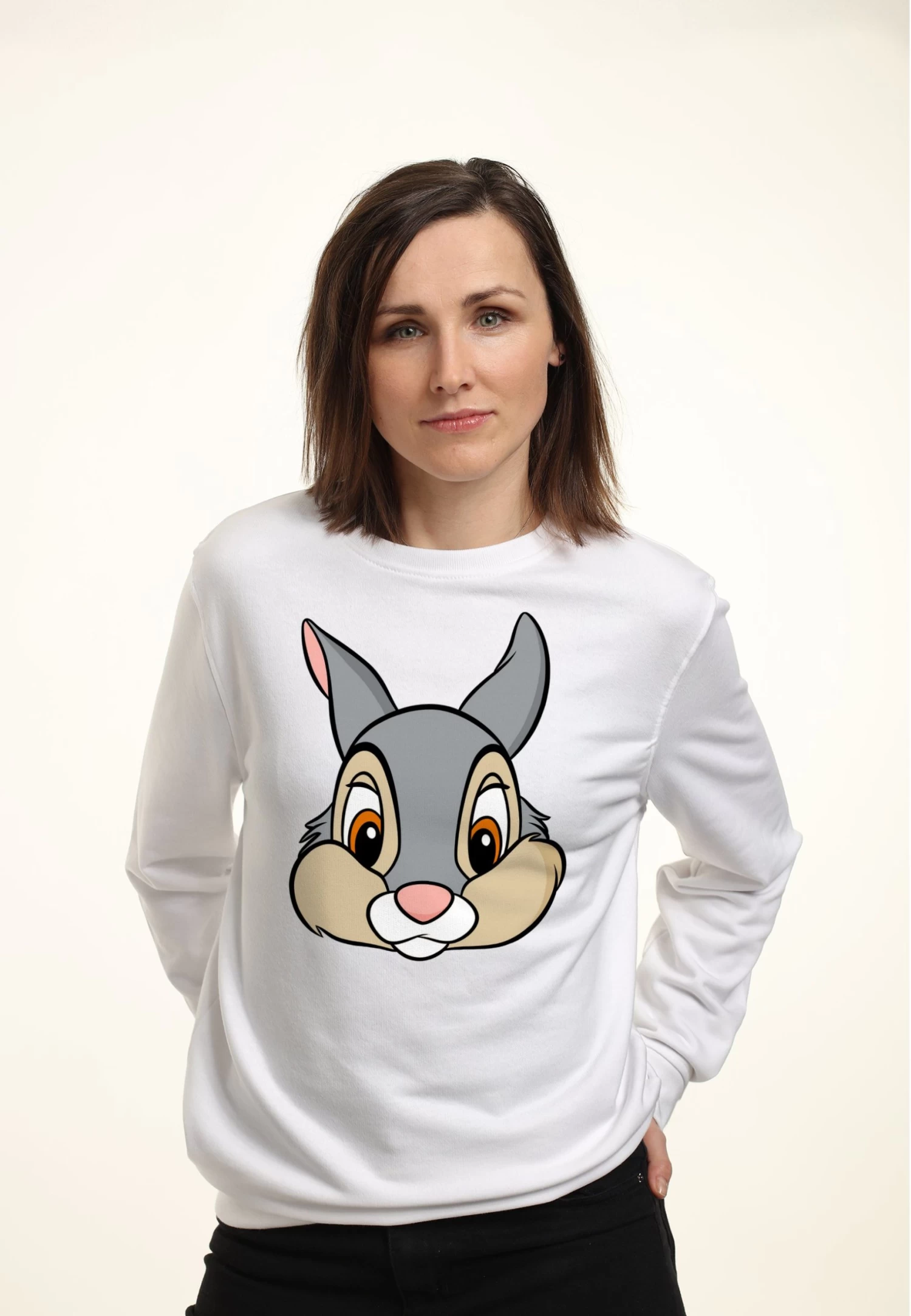 Disney Bambi Thumper Big Face - Sweater - White 3 Disney Bambi Thumper Big Face - Sweater - White