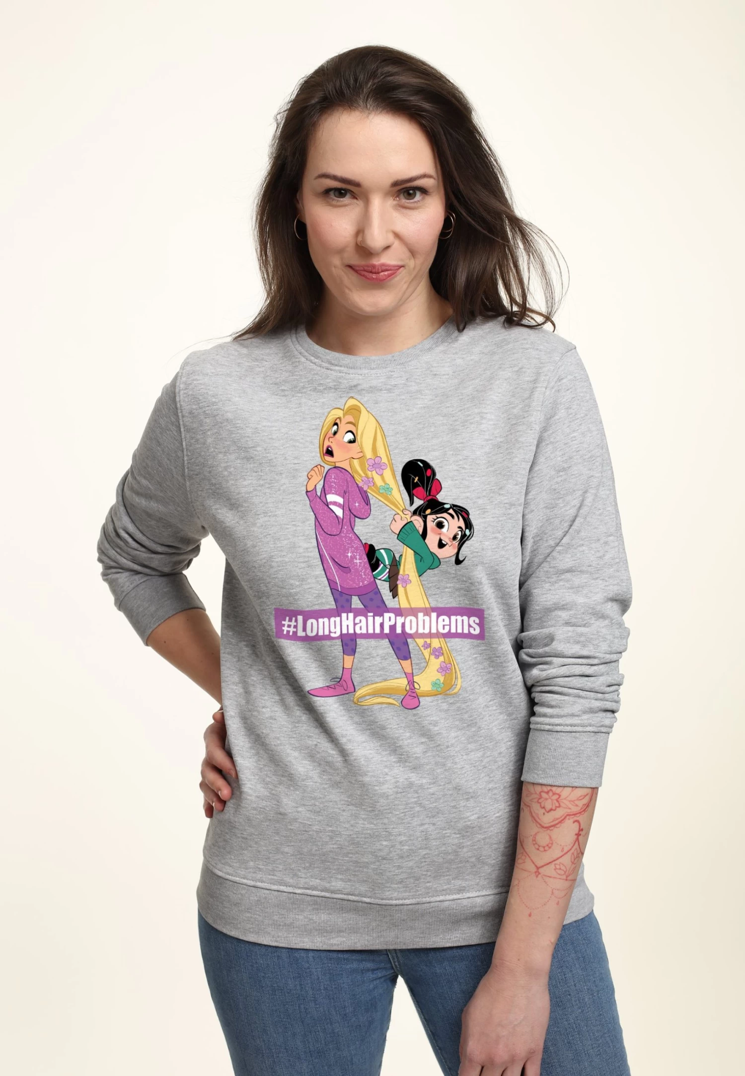 Disney Wreck-It Ralph 2 Long Hair Rapunzel Vanellope - Sweater - Heather Grey 3 Disney Wreck-It Ralph 2 Long Hair Rapunzel Vanellope - Sweater - Heather Grey