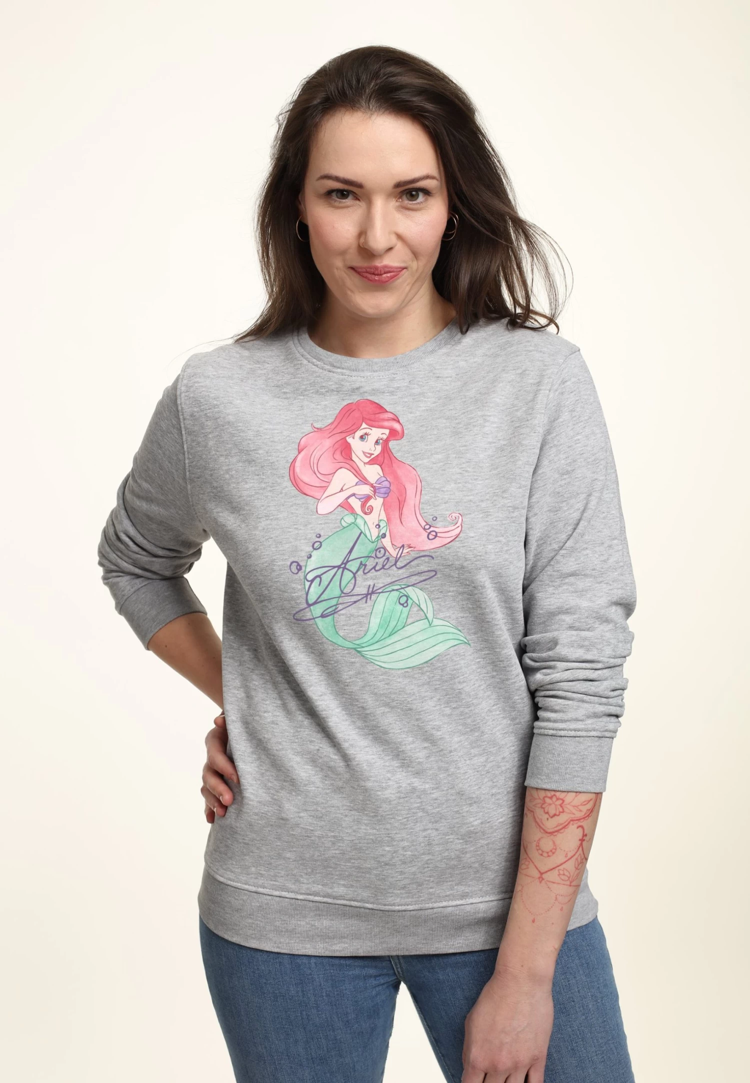 Disney The Little Mermaid Signed Ariel - Sweater - Heather Grey 3 Disney The Little Mermaid Signed Ariel - Sweater - Heather Grey