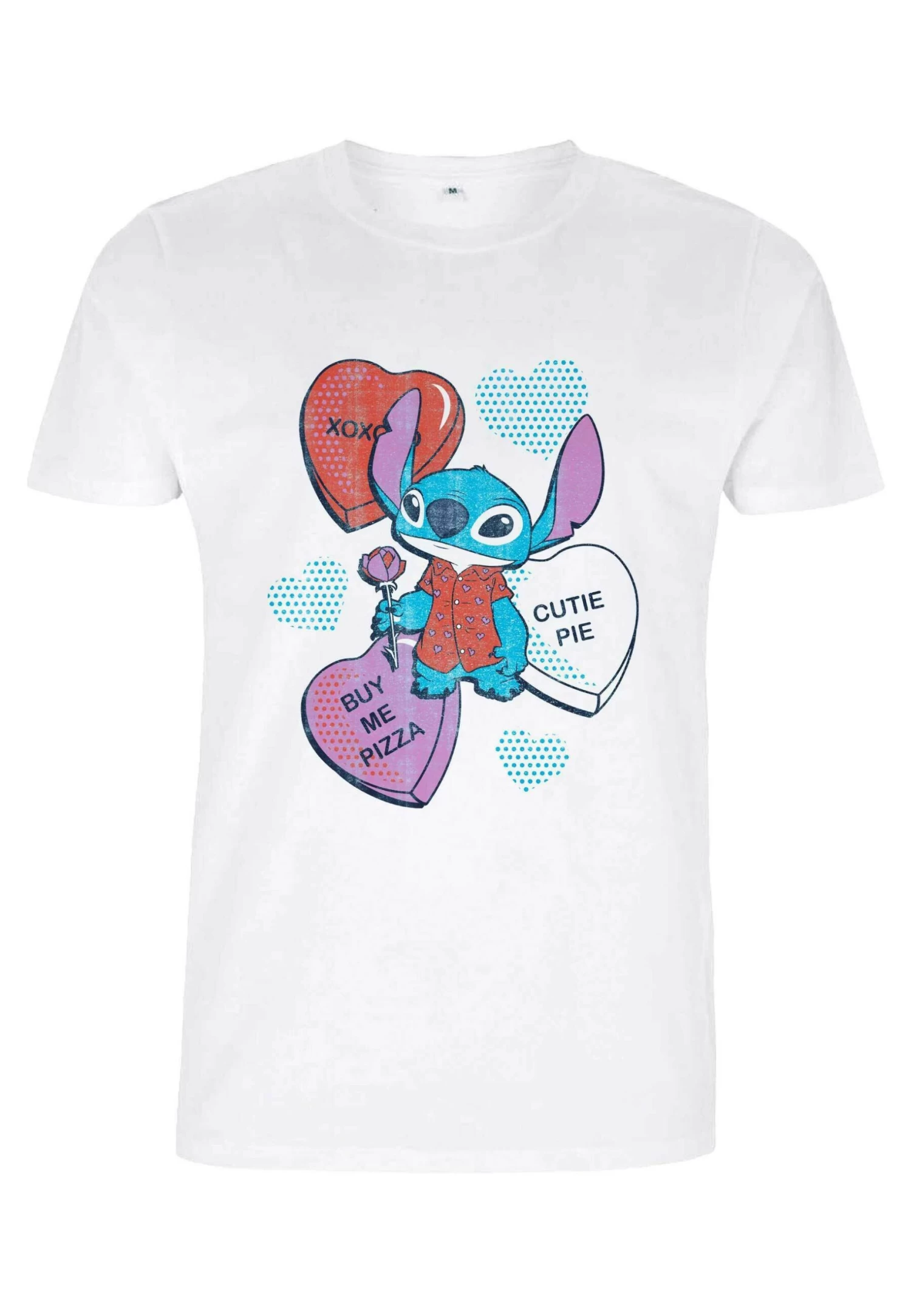 Disney Lilo & Stitch Heart Pizza Unisex - T-Shirt Print - White 6 Disney Lilo & Stitch Heart Pizza Unisex - T-Shirt Print - White - Afbeelding 4