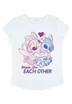 Disney Lilo & Stitch Stitch Angel Together - T-Shirt Print - White -Disney cf9283e798db4dd6b2846d790d086c75