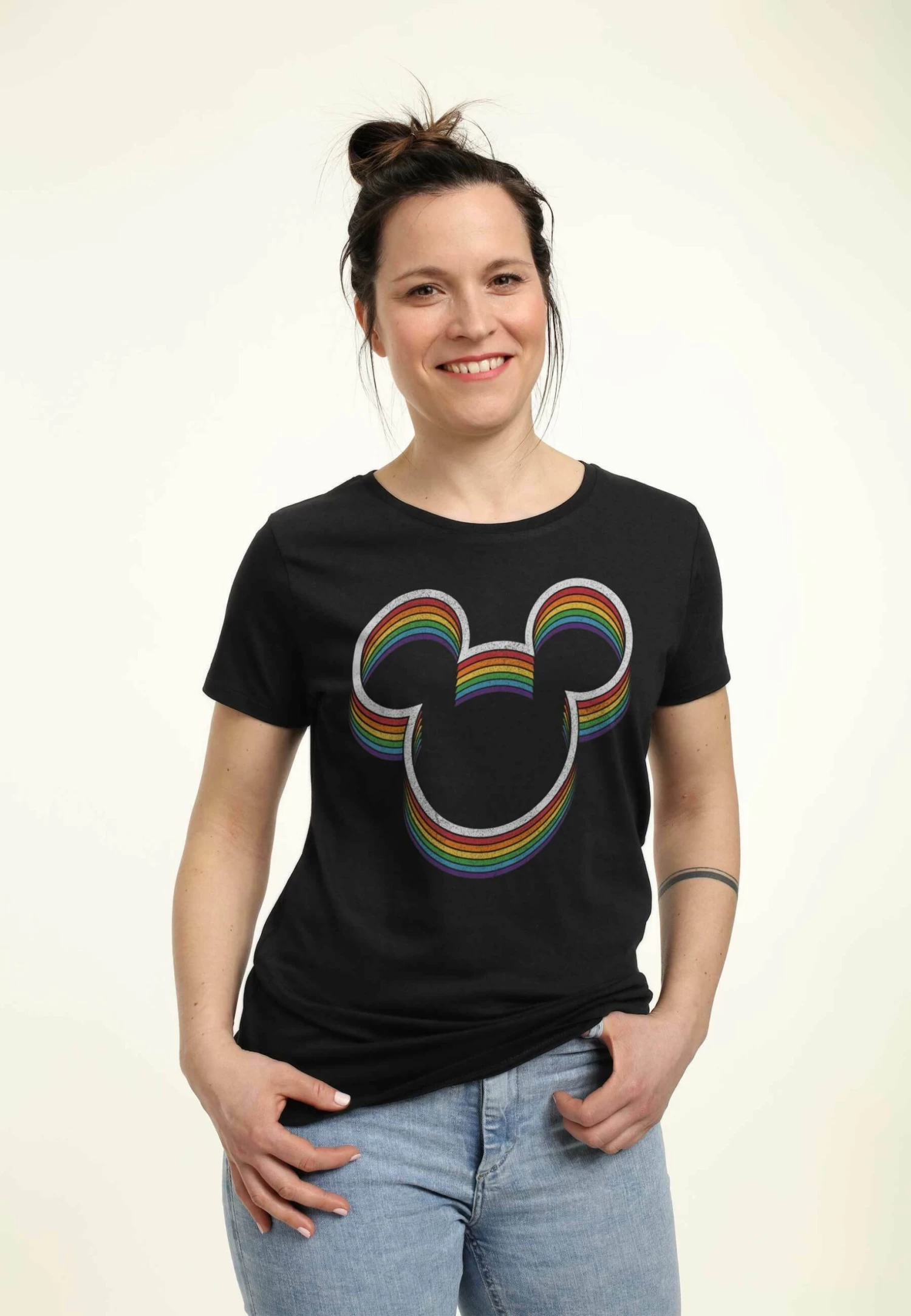 Disney Mickey Rainbow Ears - T-Shirt Print - Black 5 Disney Mickey Rainbow Ears - T-Shirt Print - Black - Afbeelding 3