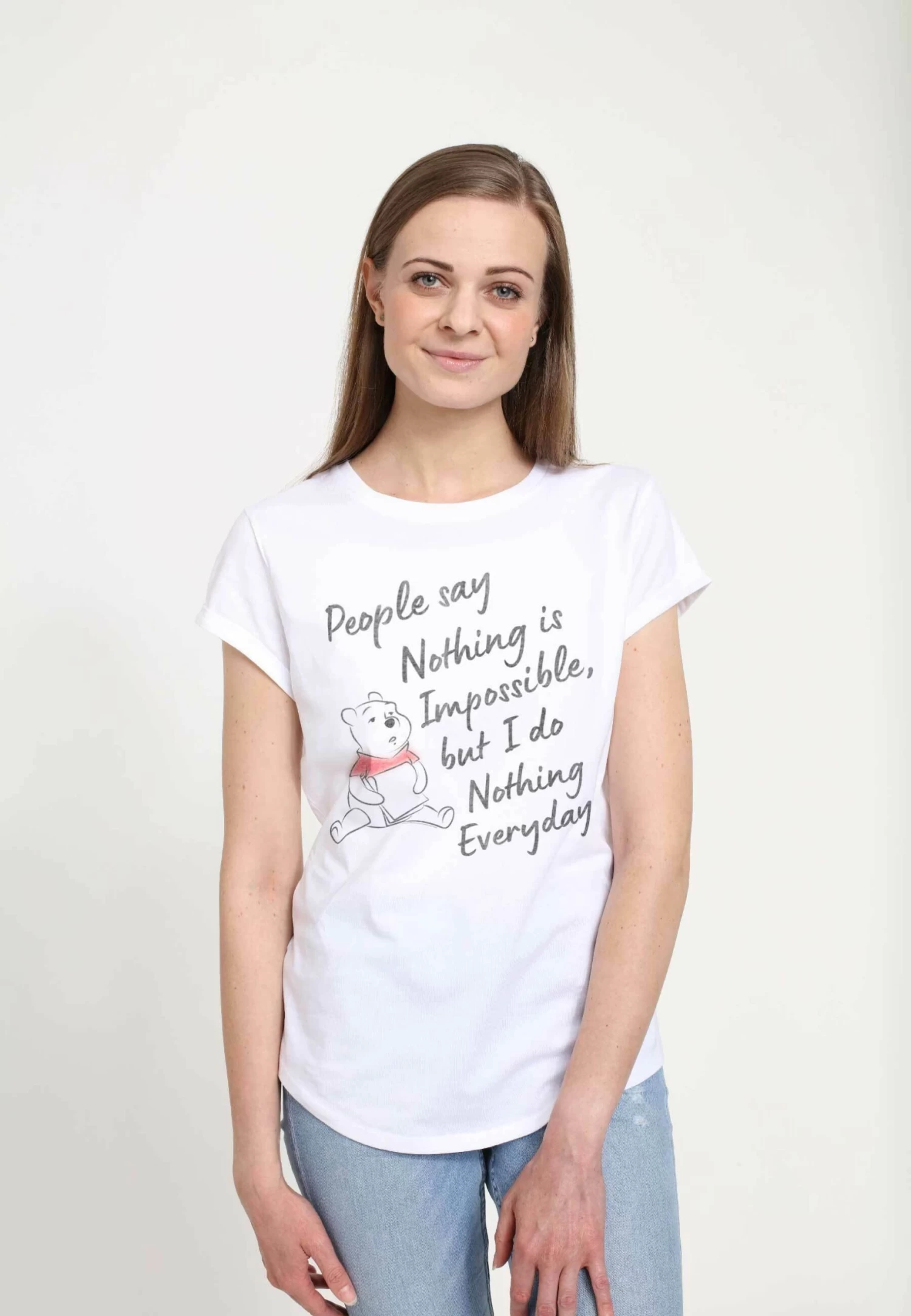 Disney Winnie The Pooh Nothing Is Impossible - T-Shirt Print - White 5 Disney Winnie The Pooh Nothing Is Impossible - T-Shirt Print - White - Afbeelding 3