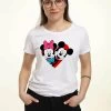 Disney Mickey Mouse Mickey Minnie Heart - T-Shirt Print - White -Disney d3266234341e4015953f564864ef336c