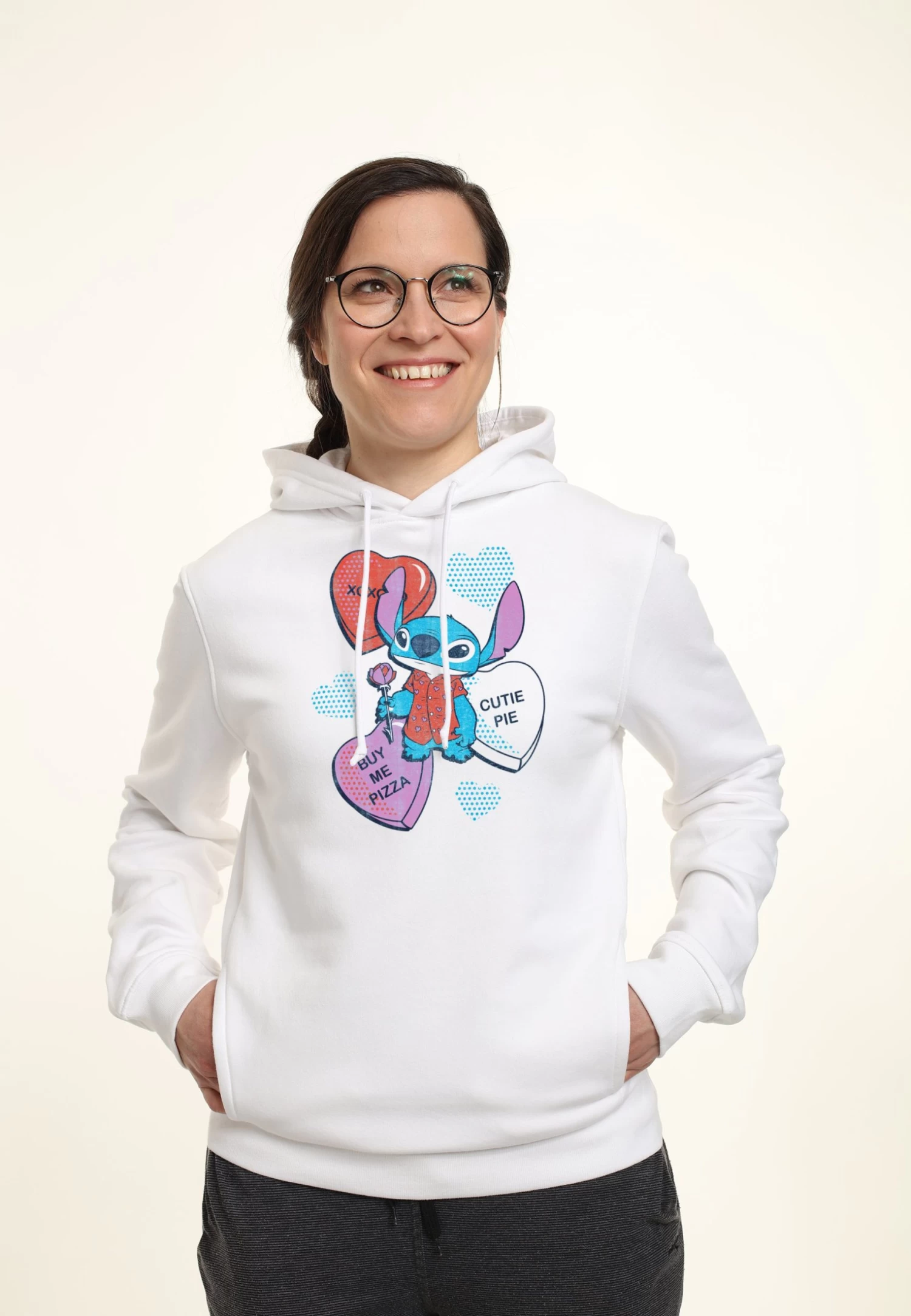 Disney Classics Lilo & Stitch Heart Pizza - Hoodie - White 3 Disney Classics Lilo & Stitch Heart Pizza - Hoodie - White