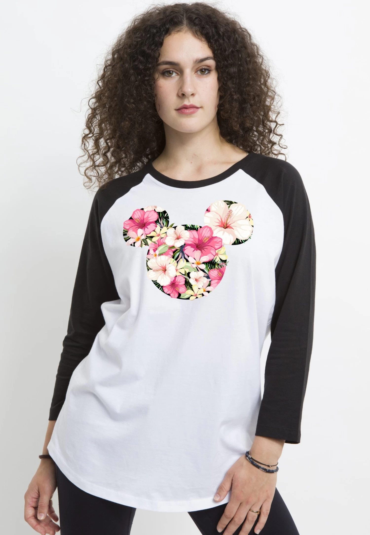 Disney Classic Mickey Tropical Mouse - Longsleeve - White Black 3 Disney Classic Mickey Tropical Mouse - Longsleeve - White Black