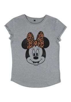Disney Mickey Classic Modern Minnie Face Leopard - T-Shirt Print - Melange Grey -Disney d5b3a71f1d384fefb34a154da06662c4