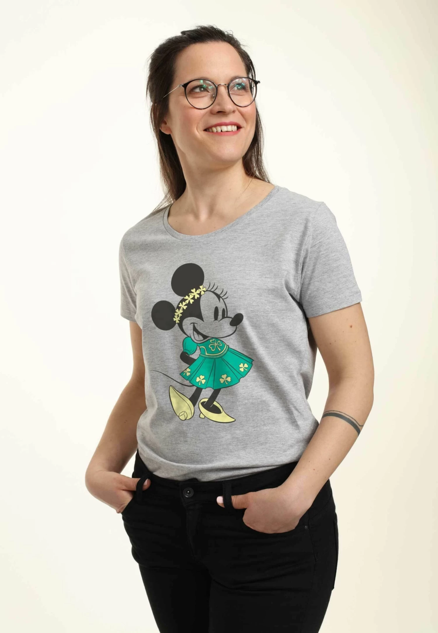 Disney Classic Mickey Lassie Minnie - T-Shirt Print - Heather Grey 5 Disney Classic Mickey Lassie Minnie - T-Shirt Print - Heather Grey - Afbeelding 3