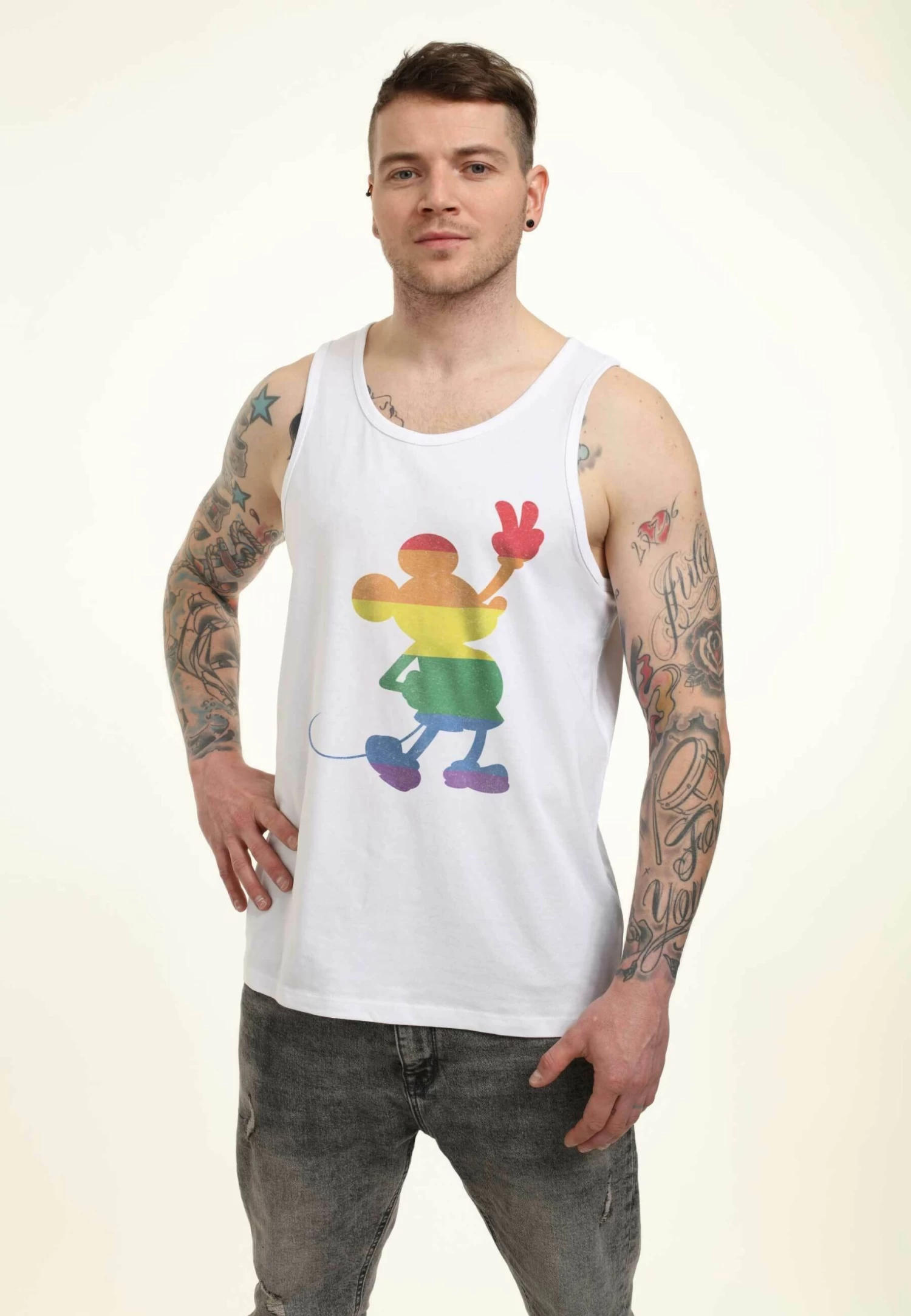 Disney Mickey Classic Love Is Love Pride Mickey - Top - White 5 Disney Mickey Classic Love Is Love Pride Mickey - Top - White - Afbeelding 3