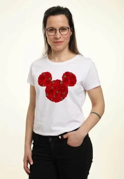 Disney Mickey Classic Mickey Mouse Roses - T-Shirt Print - White -Disney dfe496d7eb9347b593b12f70ffe7737e
