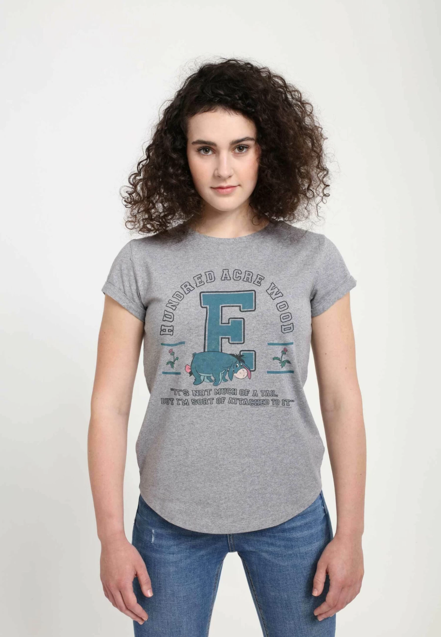 Disney Winnie The Pooh Eeyore Collegiate - T-Shirt Print - Melange Grey 5 Disney Winnie The Pooh Eeyore Collegiate - T-Shirt Print - Melange Grey - Afbeelding 3