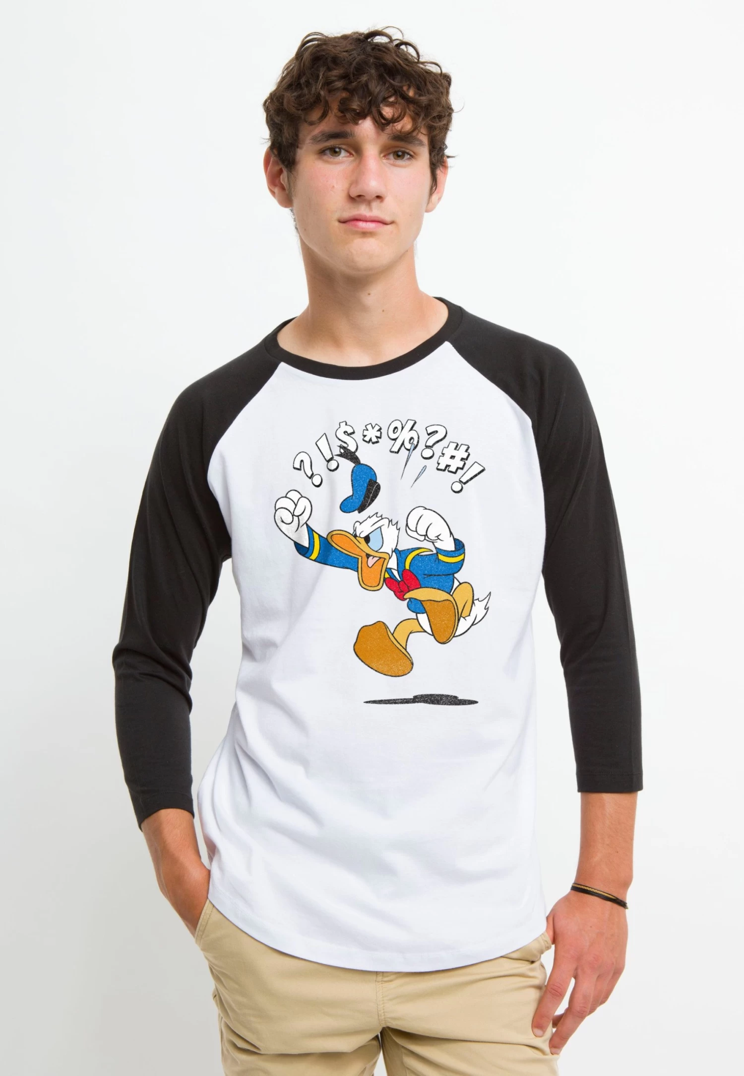 Disney Mickey Classic Donald Jump - Longsleeve - White Black 5 Disney Mickey Classic Donald Jump - Longsleeve - White Black - Afbeelding 3