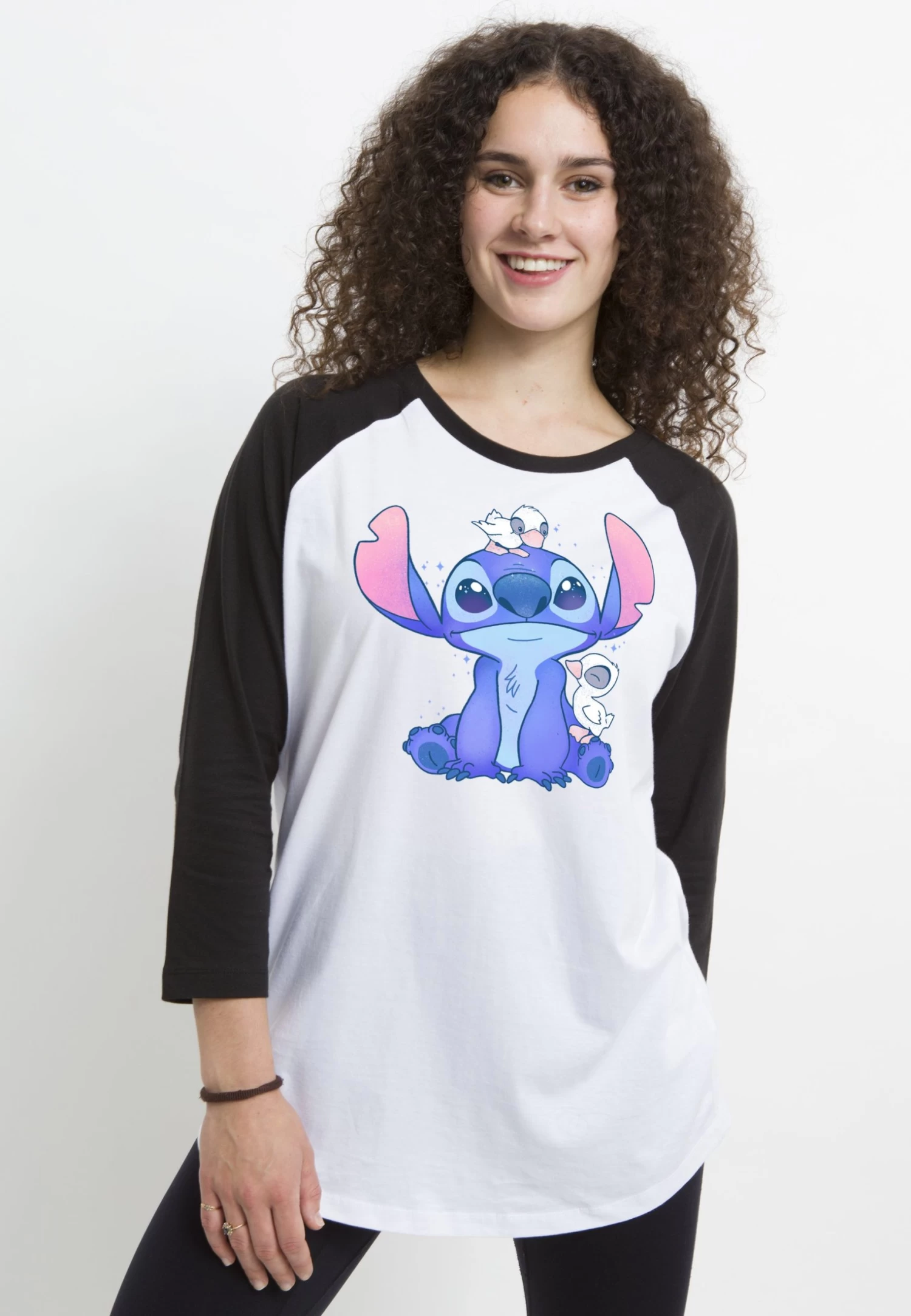Disney Lilo Stitch Cute Ducks - Longsleeve - White Black 6 Disney Lilo Stitch Cute Ducks - Longsleeve - White Black - Afbeelding 4