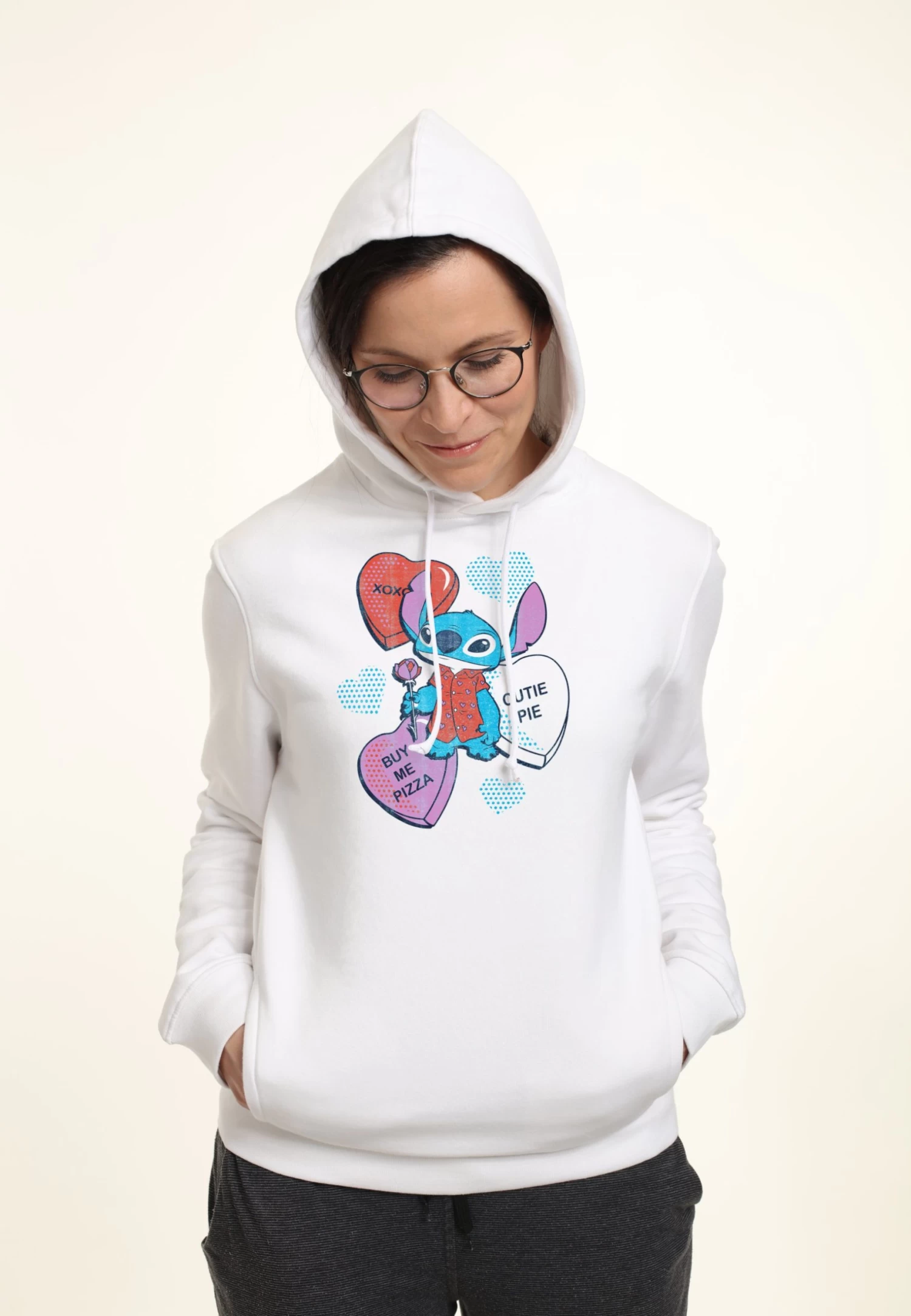 Disney Classics Lilo & Stitch Heart Pizza - Hoodie - White 5 Disney Classics Lilo & Stitch Heart Pizza - Hoodie - White - Afbeelding 3