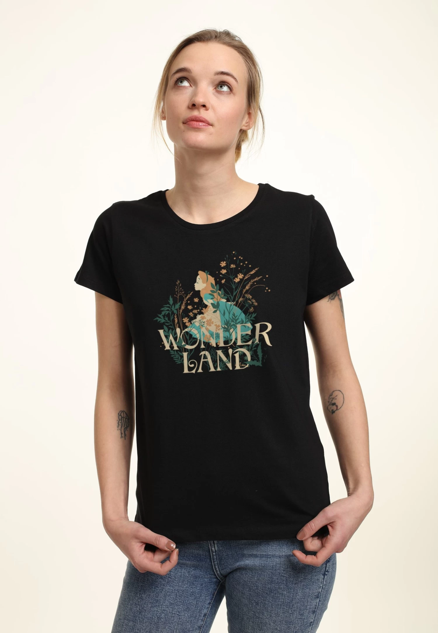 Disney Alice In Wonderland Alice Plant Smell - Dsax034Gse - T-Shirt Print - Black 5 Disney Alice In Wonderland Alice Plant Smell - Dsax034Gse - T-Shirt Print - Black - Afbeelding 3