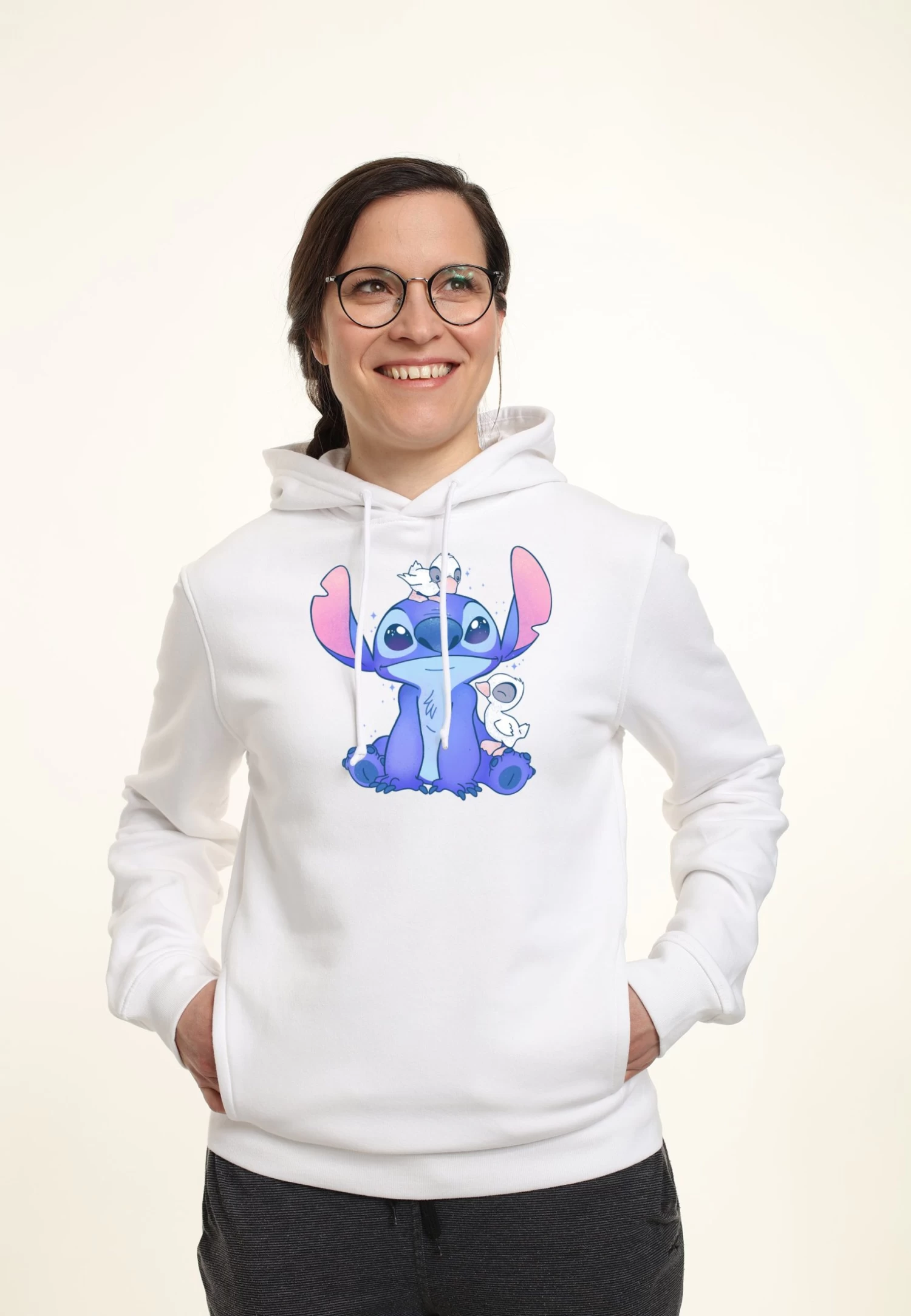 Disney Lilo & Stitch Cute Ducks - Hoodie - White 5 Disney Lilo & Stitch Cute Ducks - Hoodie - White - Afbeelding 3
