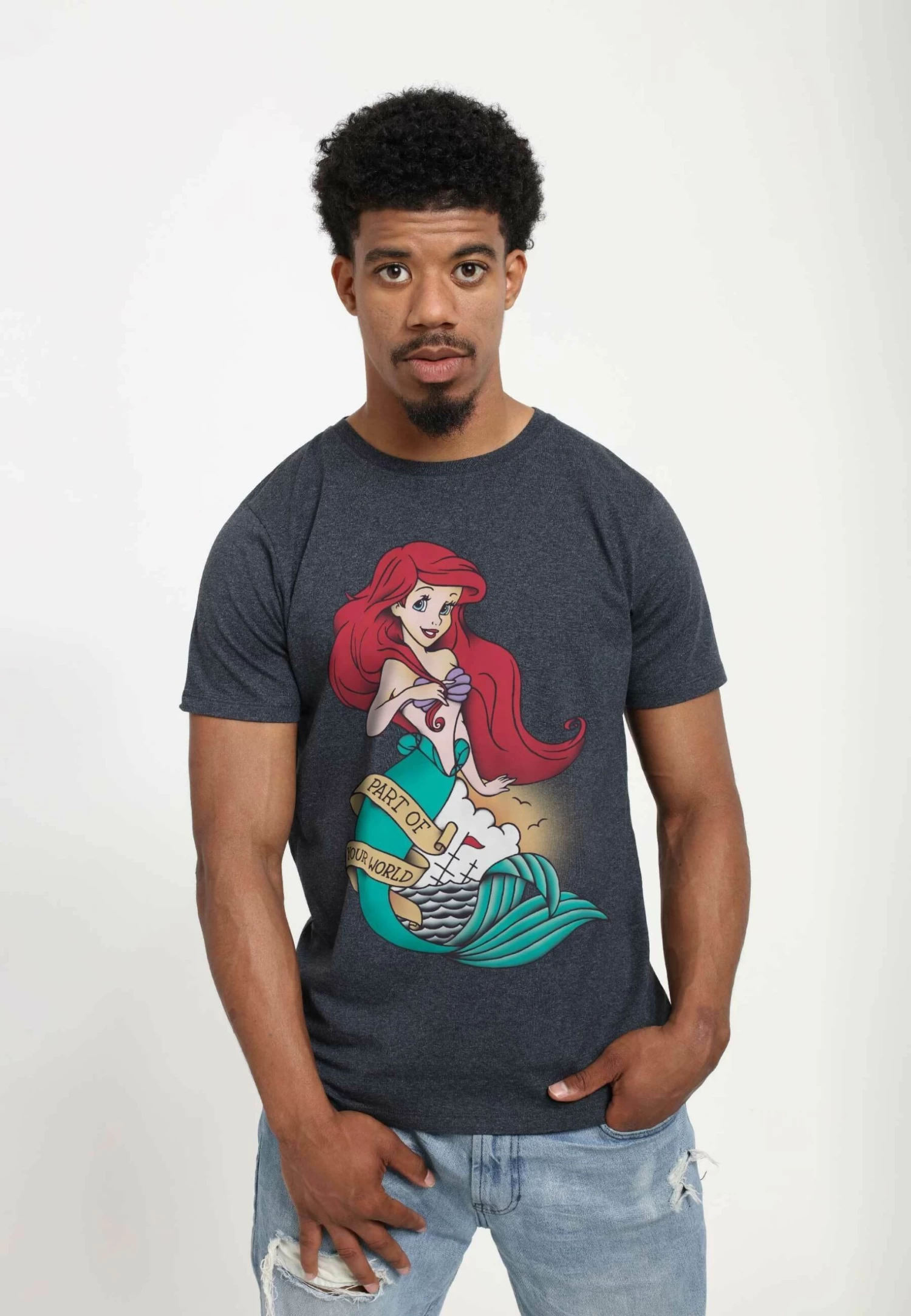 Disney The Little Mermaid Sailor Ariel Unisex - T-Shirt Print - Melange Black 3 Disney The Little Mermaid Sailor Ariel Unisex - T-Shirt Print - Melange Black