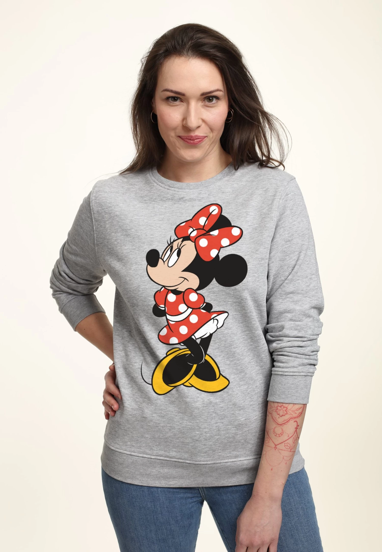 Disney Classic Mickey Traditional Minnie - Sweater - Heather Grey 3 Disney Classic Mickey Traditional Minnie - Sweater - Heather Grey
