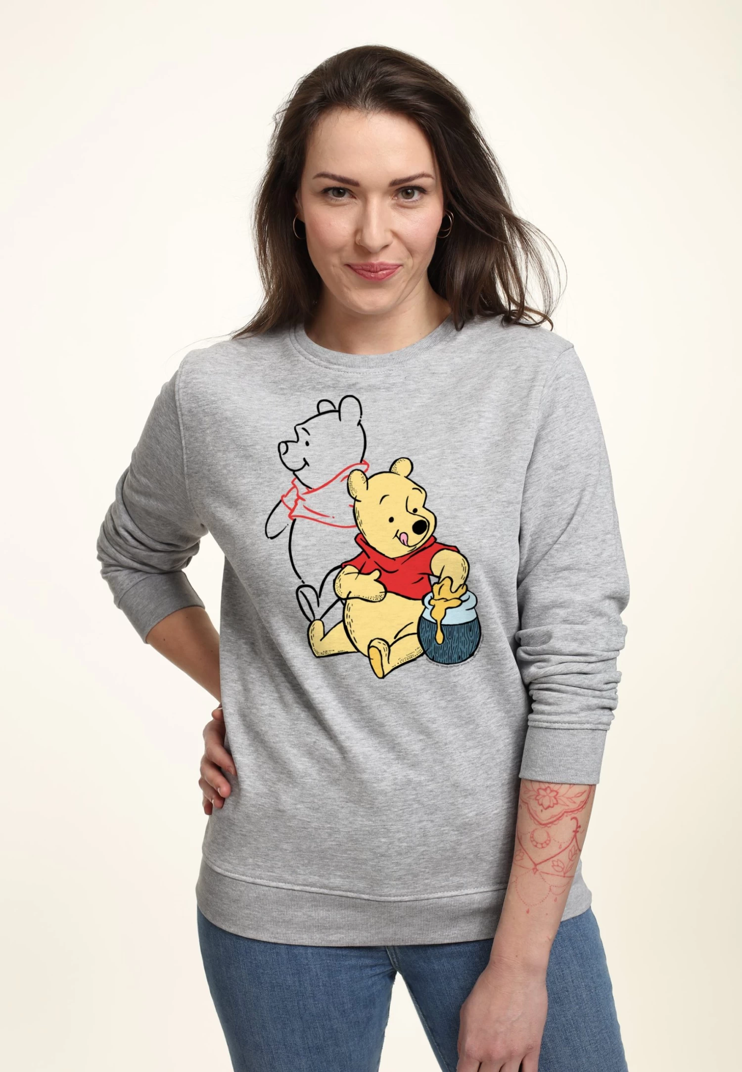 Disney Winnie The Pooh Line Art - Sweater - Heather Grey 3 Disney Winnie The Pooh Line Art - Sweater - Heather Grey