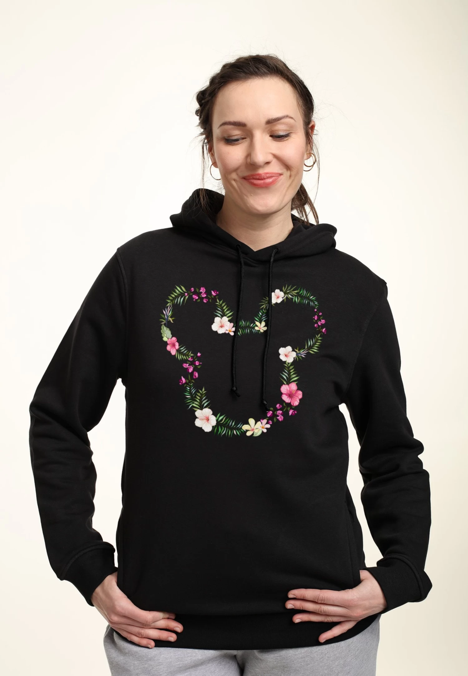 Disney Mickey Classic Floral Mickey - Hoodie - Black 3 Disney Mickey Classic Floral Mickey - Hoodie - Black