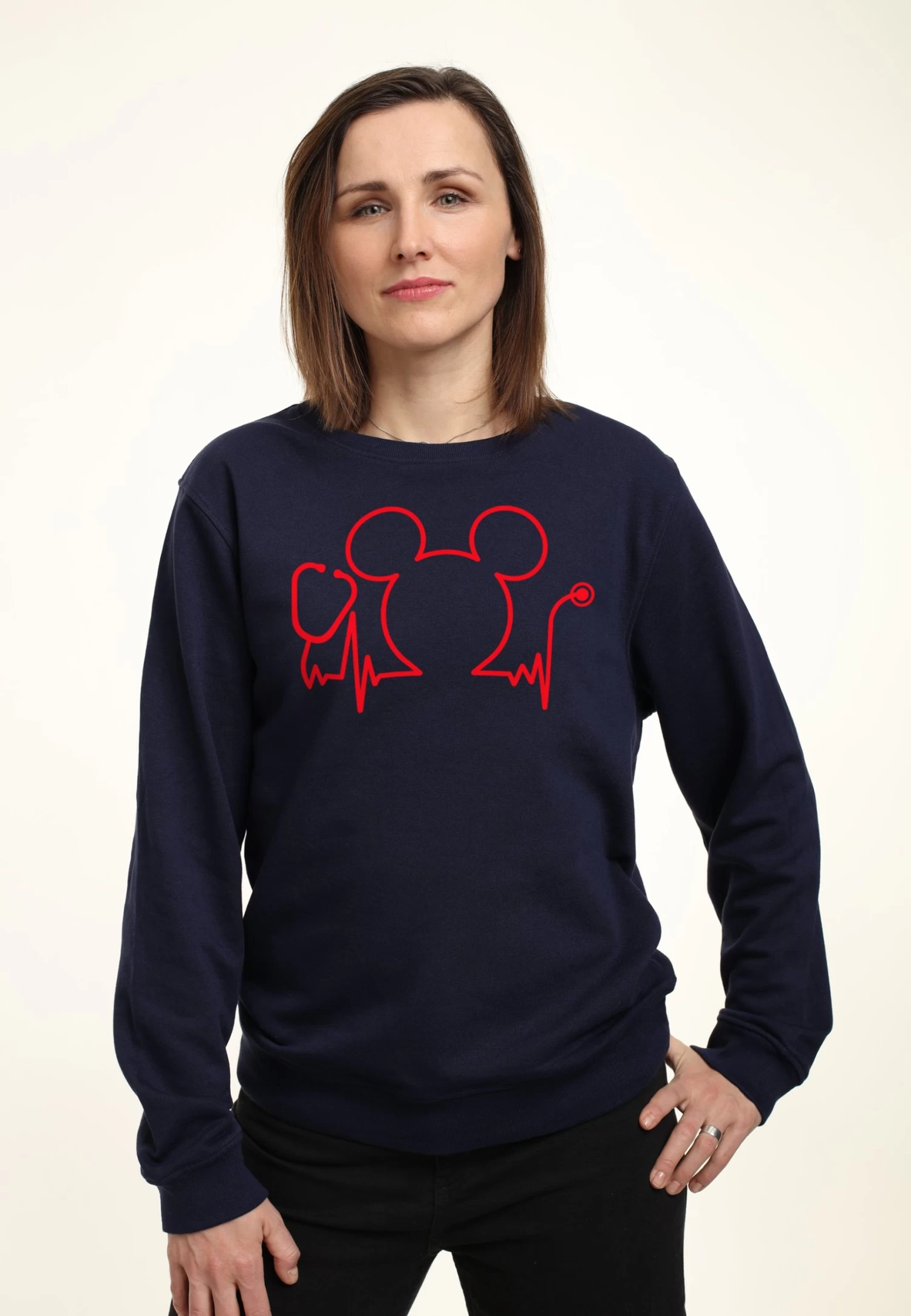 Disney Mickey Mouse Nurse Day - Sweater - Navy Blue 3 Disney Mickey Mouse Nurse Day - Sweater - Navy Blue